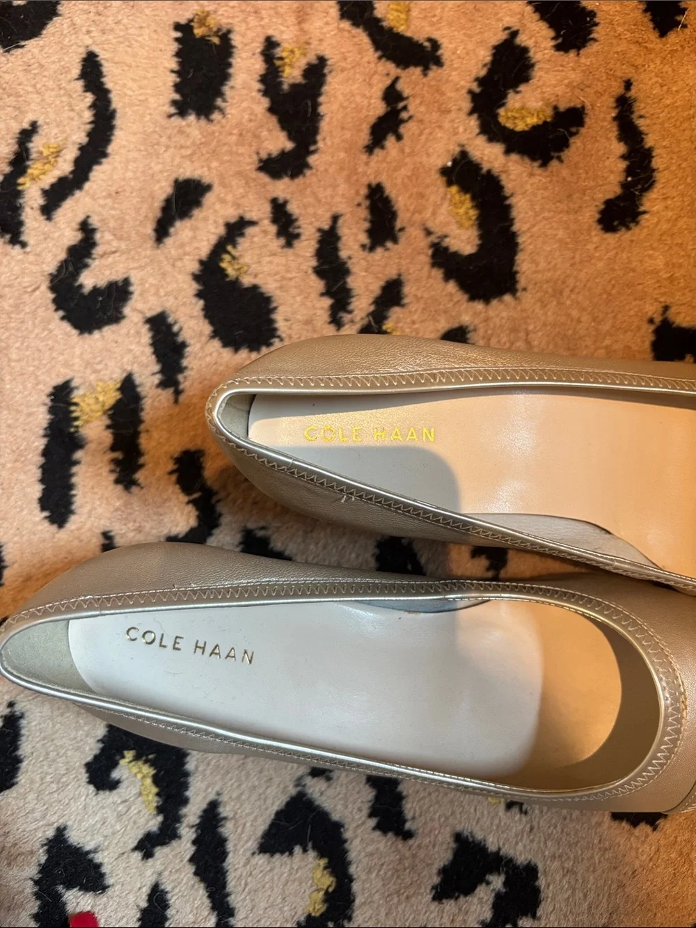 Cole Haan Elsie Cap Toe Wedge in Soft Gold Metallic BNIB